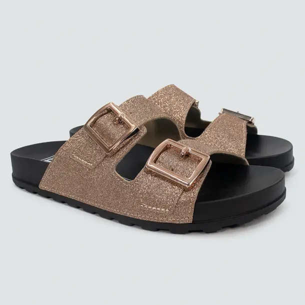 Birken Feminina Moleca Com Fivelas .5436401.13251 Gliter Ouro Rosado