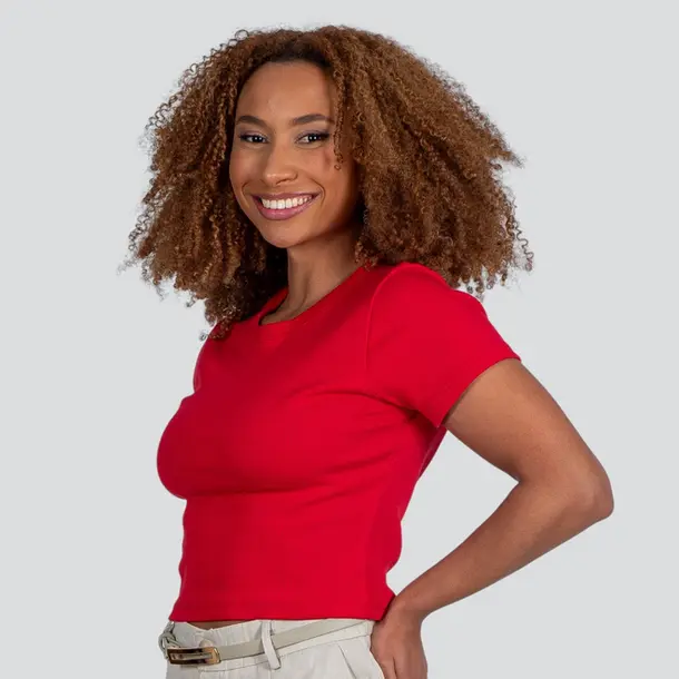 Blusa Feminina Manga Curta Ribana .91740 Vermelho