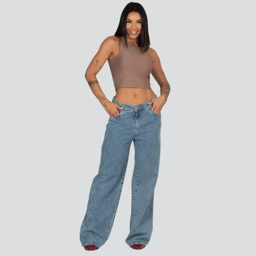 Calça Feminina Wide Leg Jeans