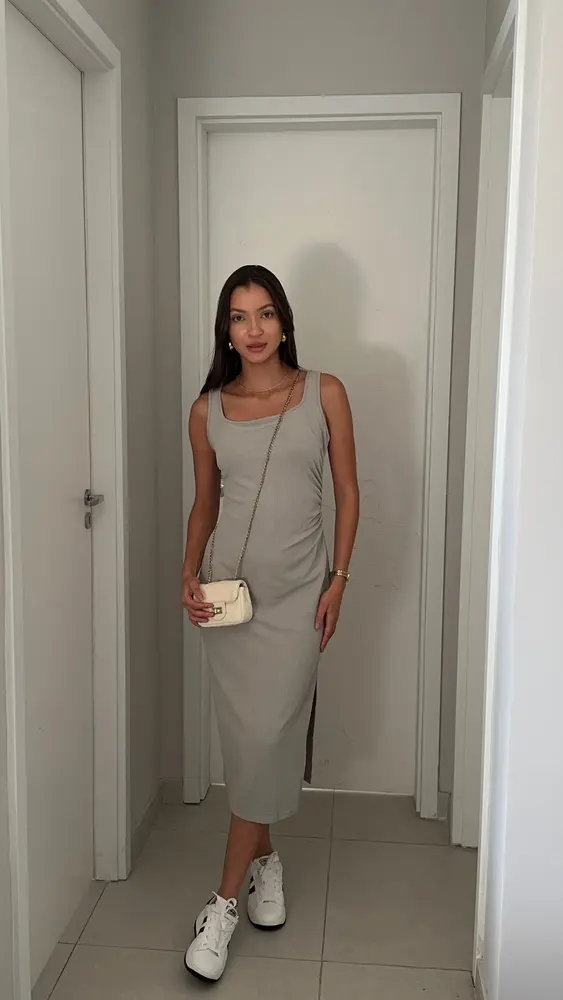 VESTIDO MIDI CANELADO