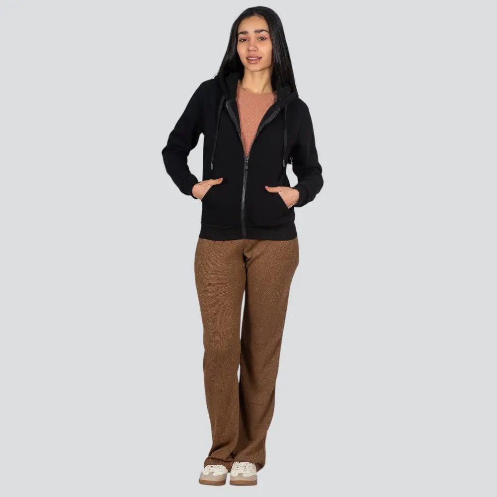 Jaqueta Feminina Moletom Peluciada Com Capuz .1001495J