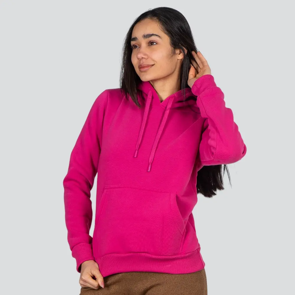 Blusão Feminino Moletom Com Capuz Liso .1001614
