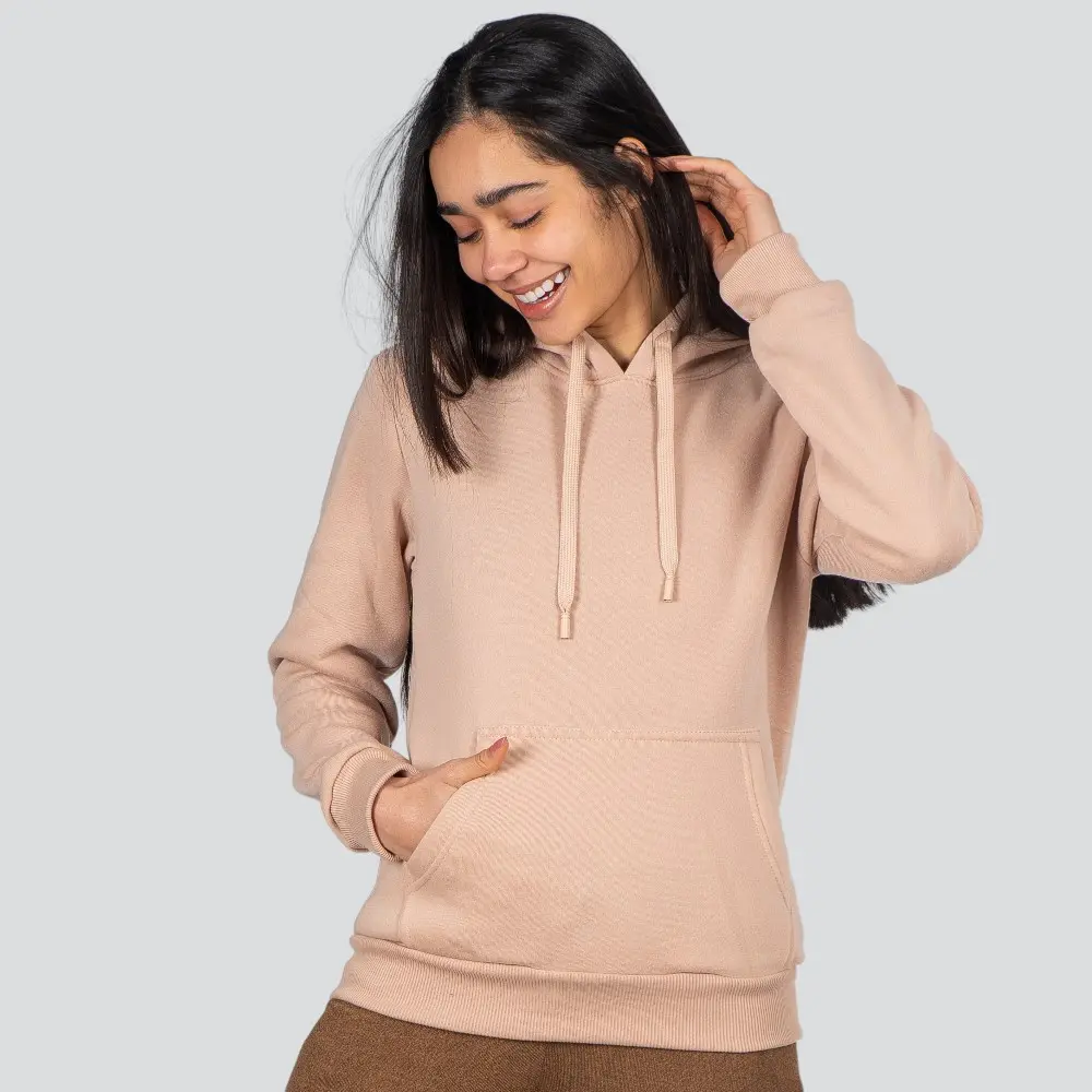 Blusão Feminino Moletom Com Capuz Liso .1001614