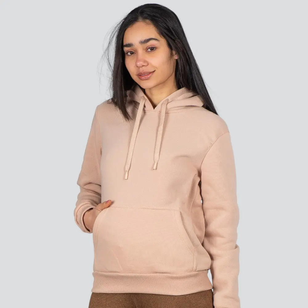 Blusão Feminino Moletom Com Capuz Liso .1001614