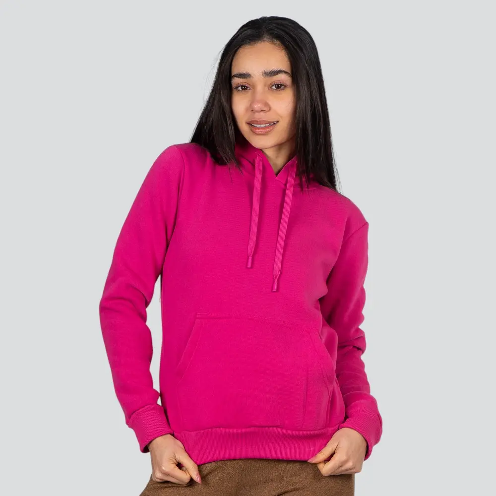 Blusão Feminino Moletom Com Capuz Liso .1001614