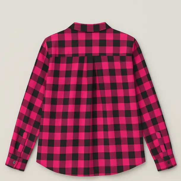 CAMISA XADREZ FEMININO MANGA LONGA .SF01-1 Rosa