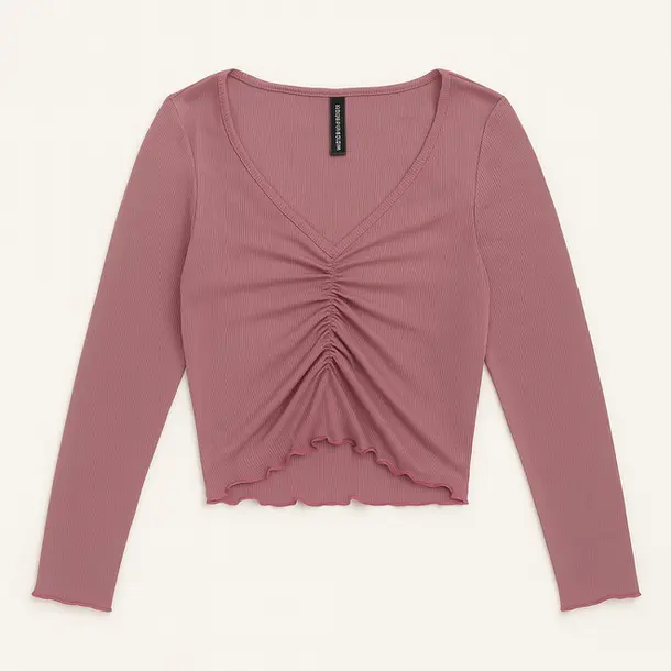 CROPPED FEM MANGA LONGA RIBANA FRISO DECOTE FRUFRU.03069