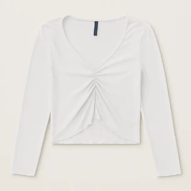 CROPPED FEM MANGA LONGA RIBANA FRISO DECOTE FRUFRU.03069