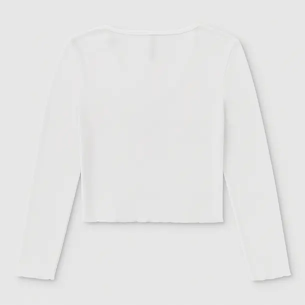 CROPPED FEM MANGA LONGA RIBANA FRISO DECOTE FRUFRU.03069 Branco