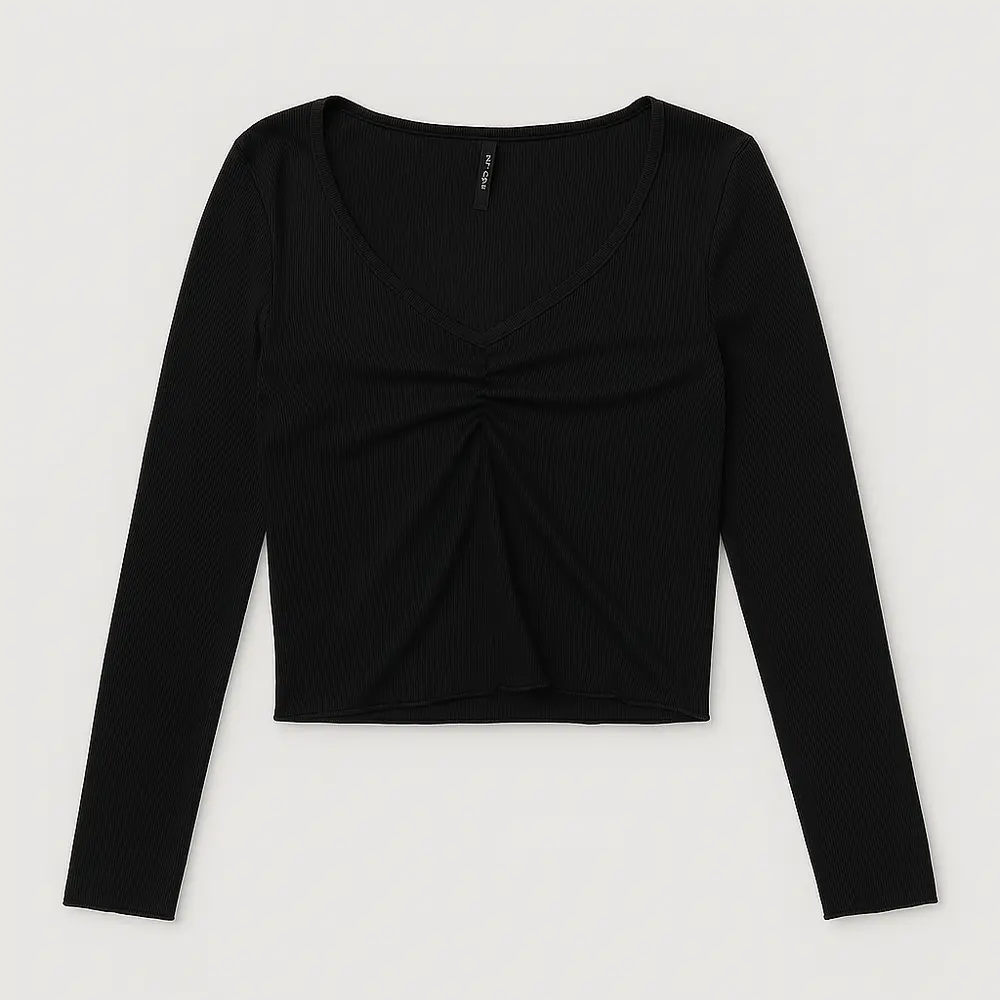 CROPPED FEM MANGA LONGA RIBANA FRISO DECOTE FRUFRU.03069