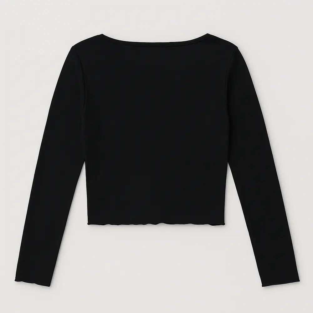 CROPPED FEM MANGA LONGA RIBANA FRISO DECOTE FRUFRU.03069