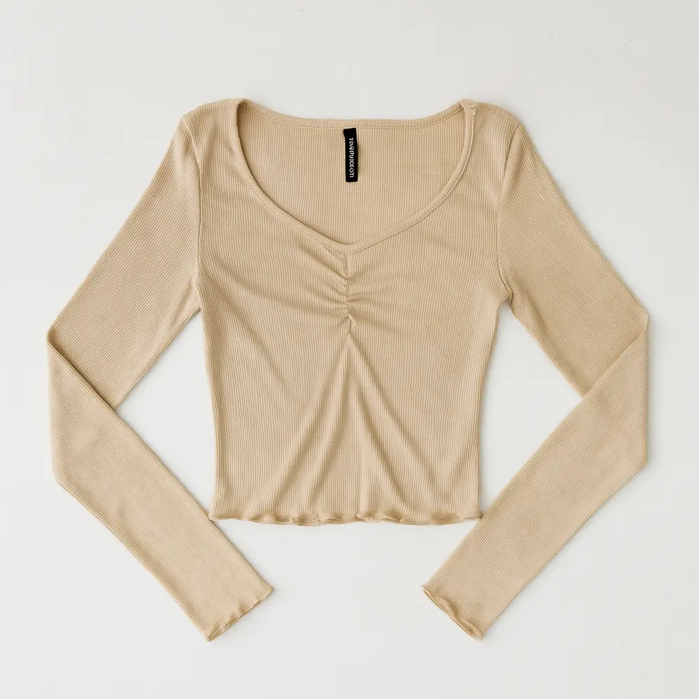 CROPPED FEM MANGA LONGA RIBANA FRISO DECOTE FRUFRU.03069