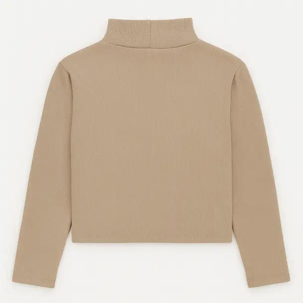CROPPED FEM MANGA LONGA RIBANA GOLA ALTA. 030100 Bege