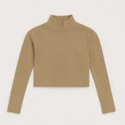 CROPPED FEM MANGA LONGA RIBANA GOLA ALTA. 030100