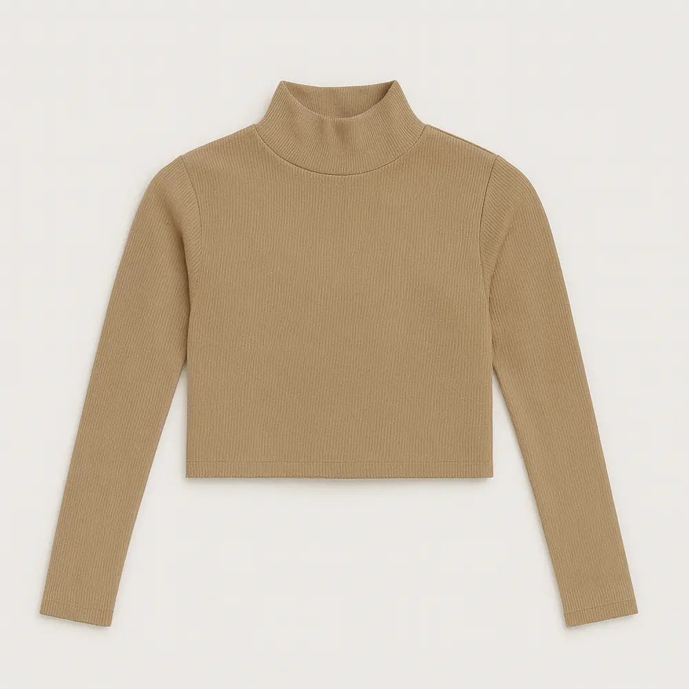 CROPPED FEM MANGA LONGA RIBANA GOLA ALTA. 030100