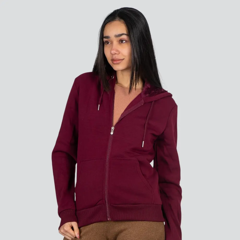 Jaqueta Feminina Moletom Com Zíper E Capuz .MFFZ-400