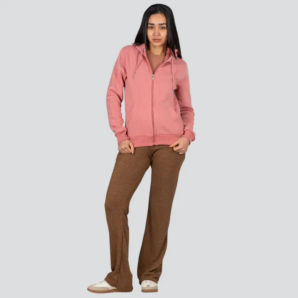 Jaqueta Feminina Moletom Com Zíper E Capuz .MFFZ-400