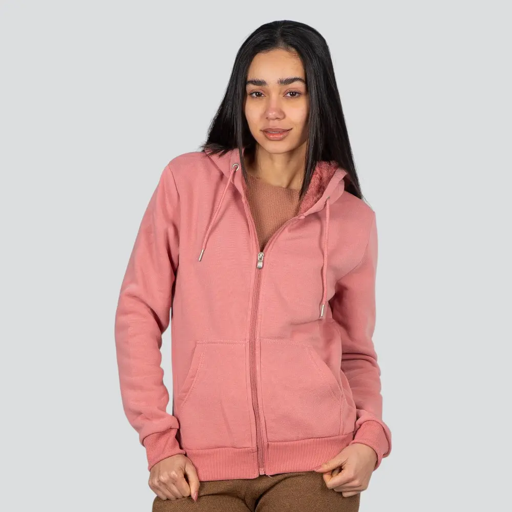 Jaqueta Feminina Moletom Com Zíper E Capuz .MFFZ-400