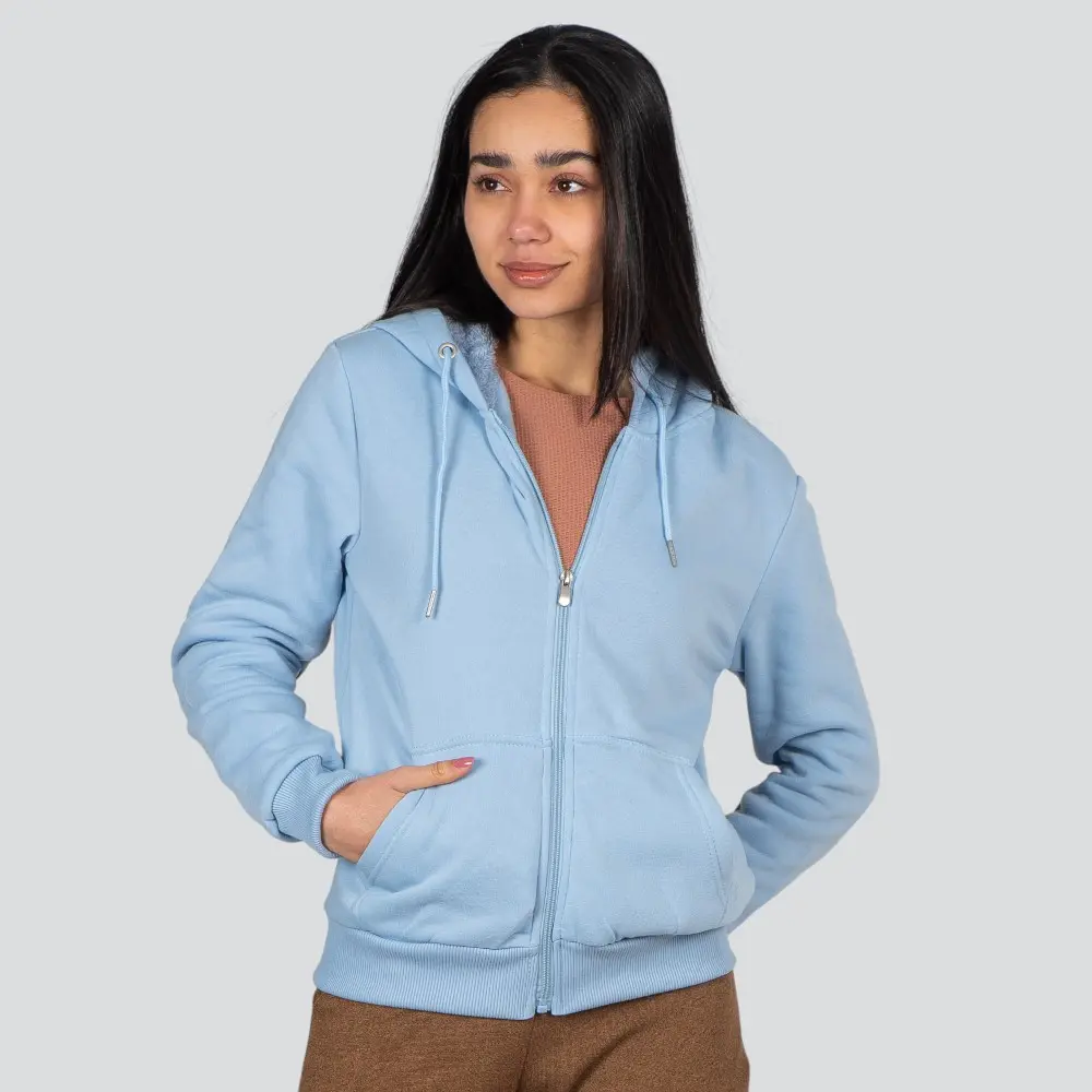 Jaqueta Feminina Moletom Com Zíper E Capuz .MFFZ-400