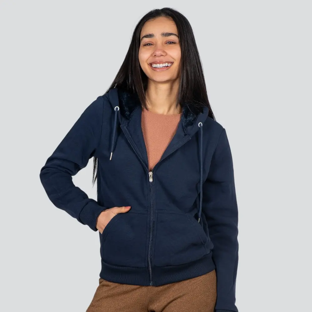 Jaqueta Feminina Moletom Com Zíper E Capuz .MFFZ-400