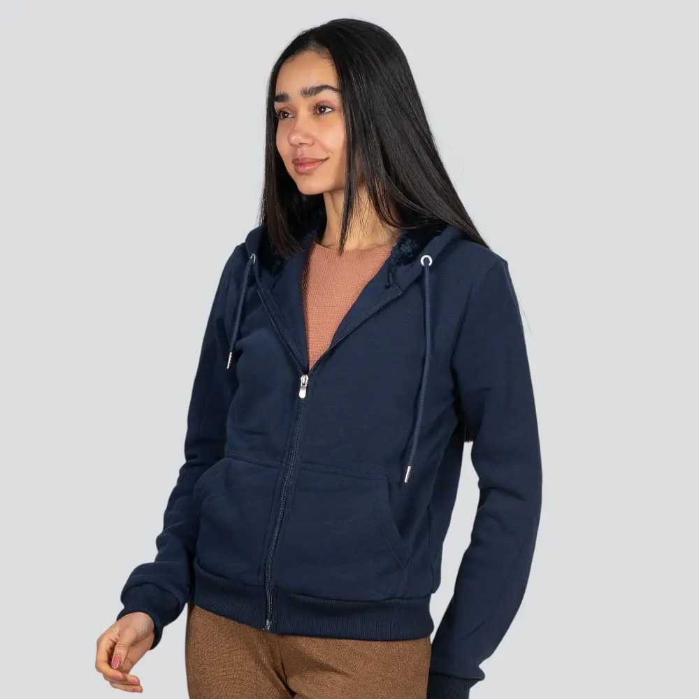 Jaqueta Feminina Moletom Com Zíper E Capuz .MFFZ-400
