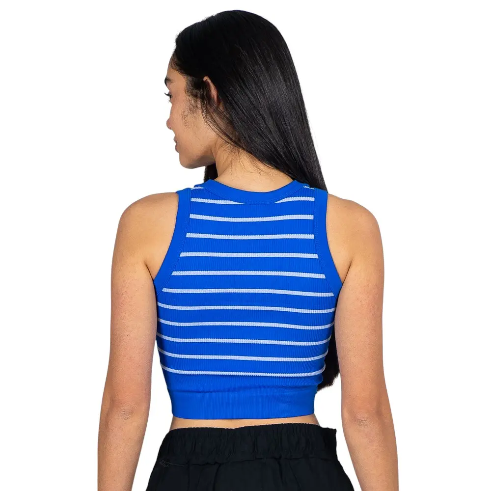 Regata Feminina Alça Larga Poliamida Canelada Listrada .LA-036