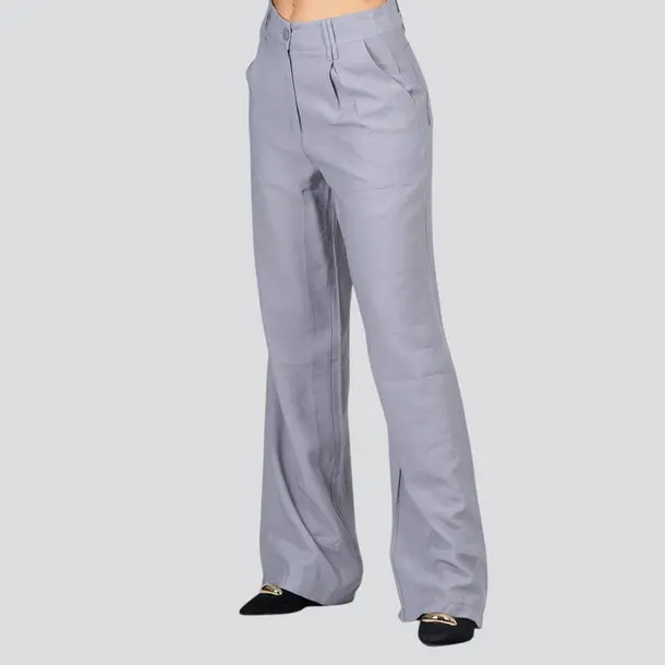 Calça Feminina Alfaiataria Pantalona .00800 Cinza