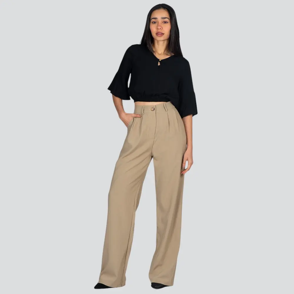 Calça Feminina Alfaiataria Pantalona .HQ115