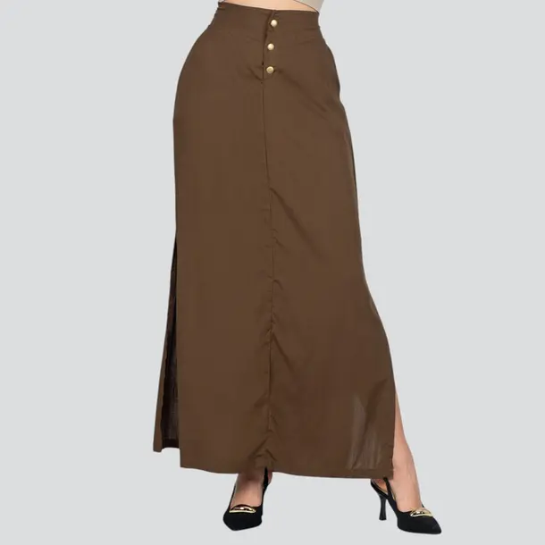 Saia Feminina Longa Viscose Com Botão No Cos .500-3 Verde Militar