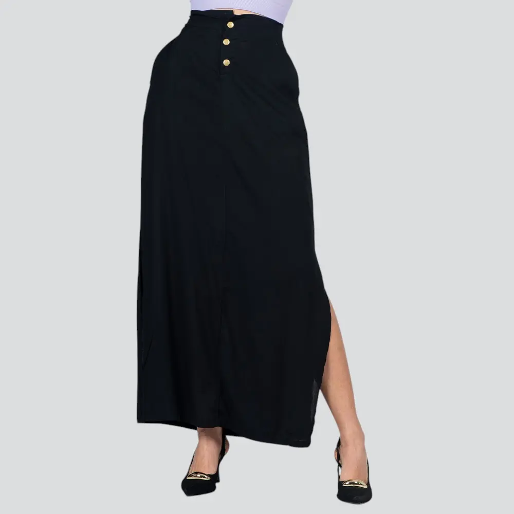 Saia Feminina Longa Viscose Com Botão No Cos .500-3