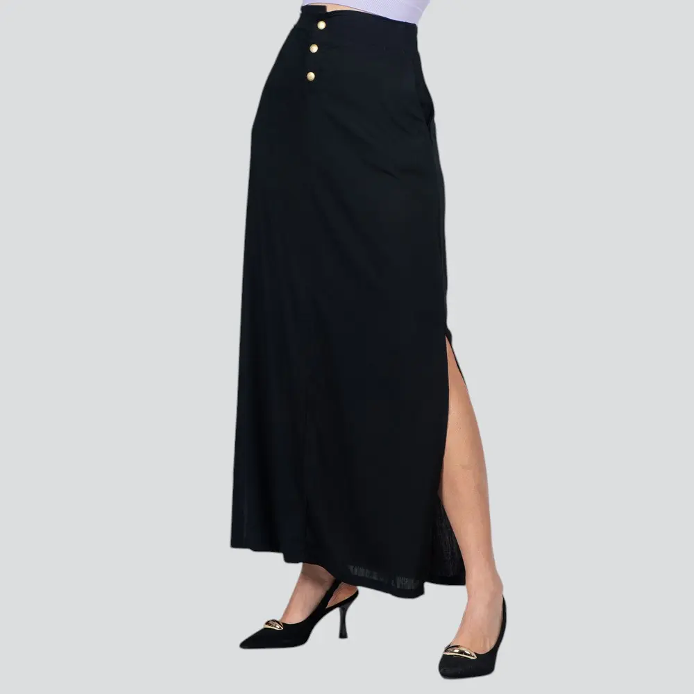 Saia Feminina Longa Viscose Com Botão No Cos .500-3