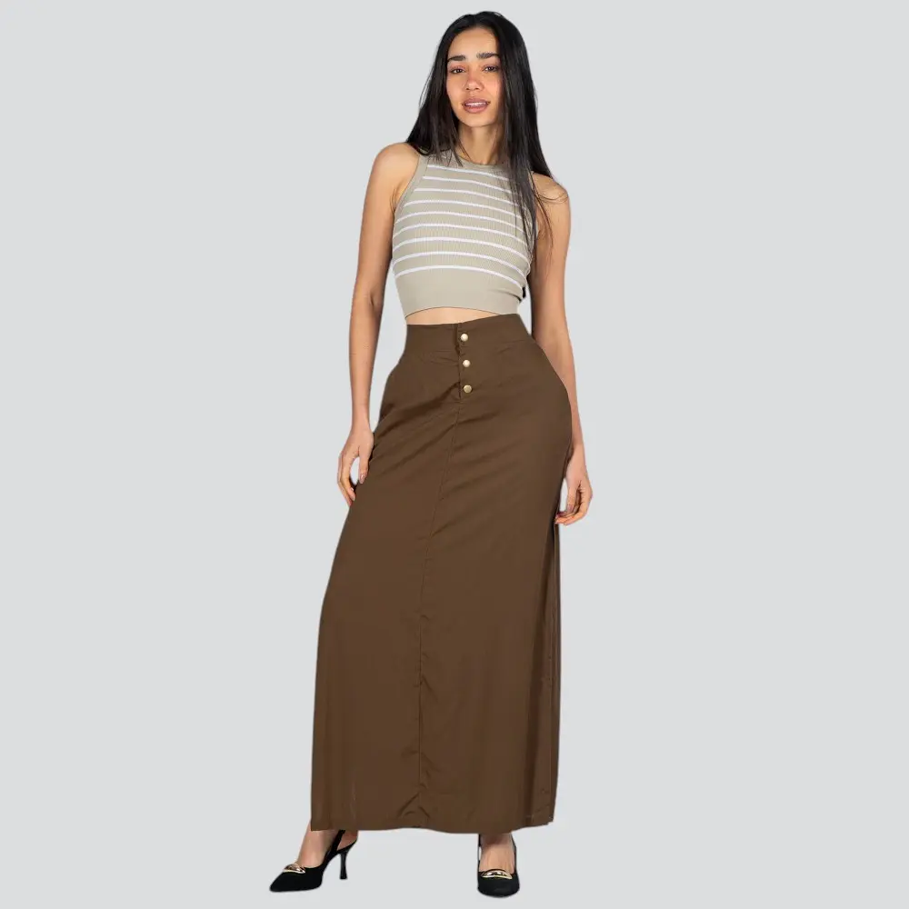 Saia Feminina Longa Viscose Com Botão No Cos .500-3