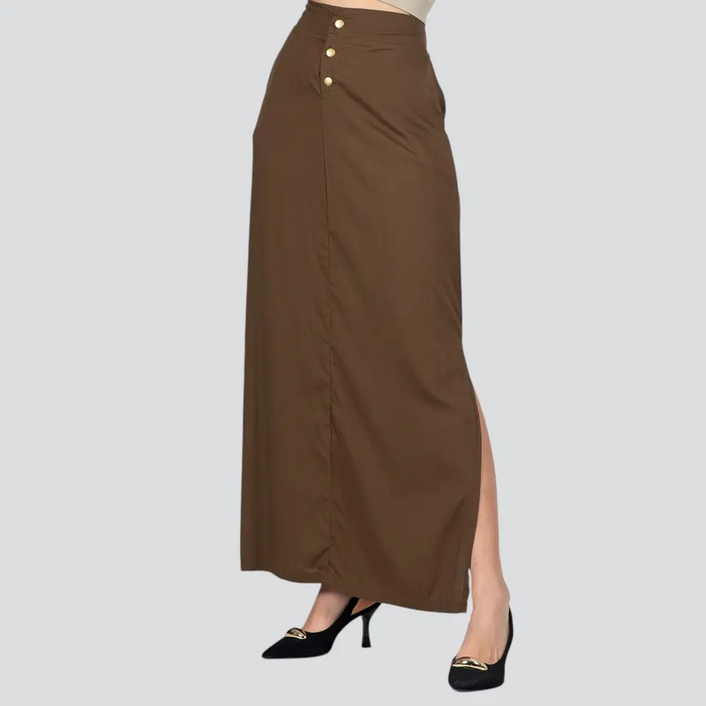 Saia Feminina Longa Viscose Com Botão No Cos .500-3