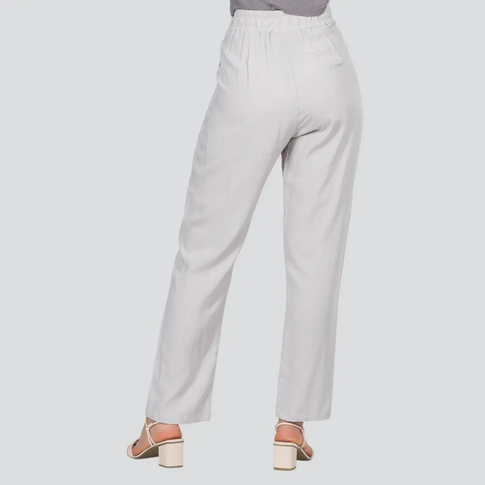 Calça Feminina Reta Viscose Com Botão No Cos .502-1