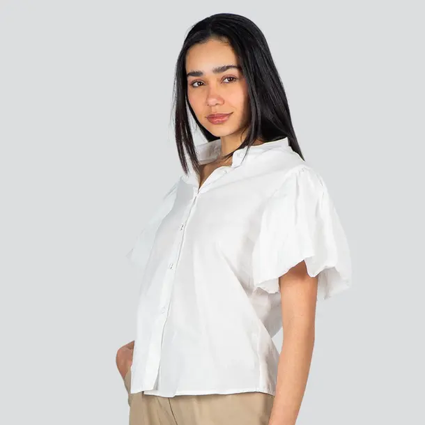 Camisa Feminina Manga Curta Bufante .SF-17 Branco