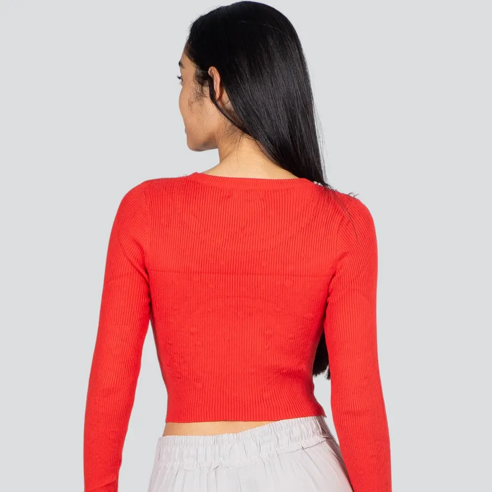 Blusa Feminina Manga Longa Tricô Modal Com Aplicação De Perolas .ZY22-2