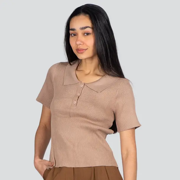 Polo Feminina Manga Curta Tricô Modal .YUX0066-2