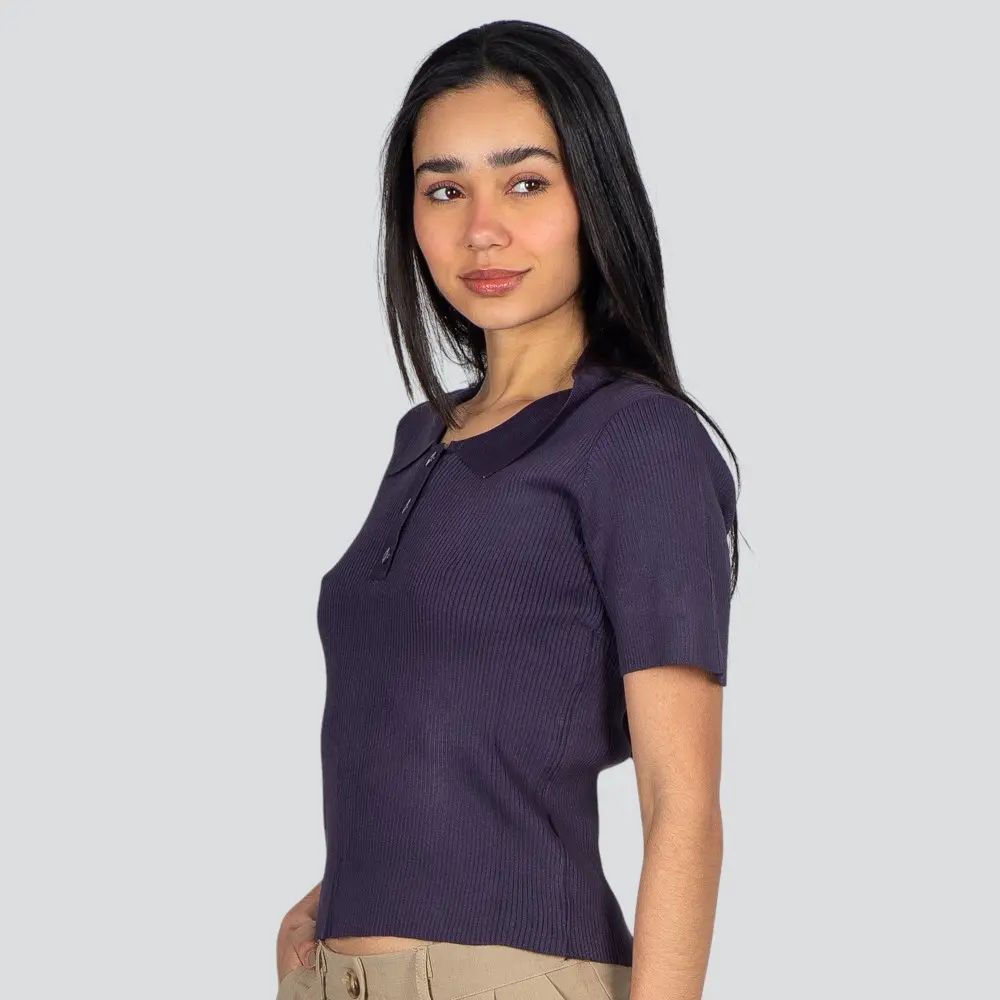 Polo Feminina Manga Curta Tricô Modal .YUX0066-2