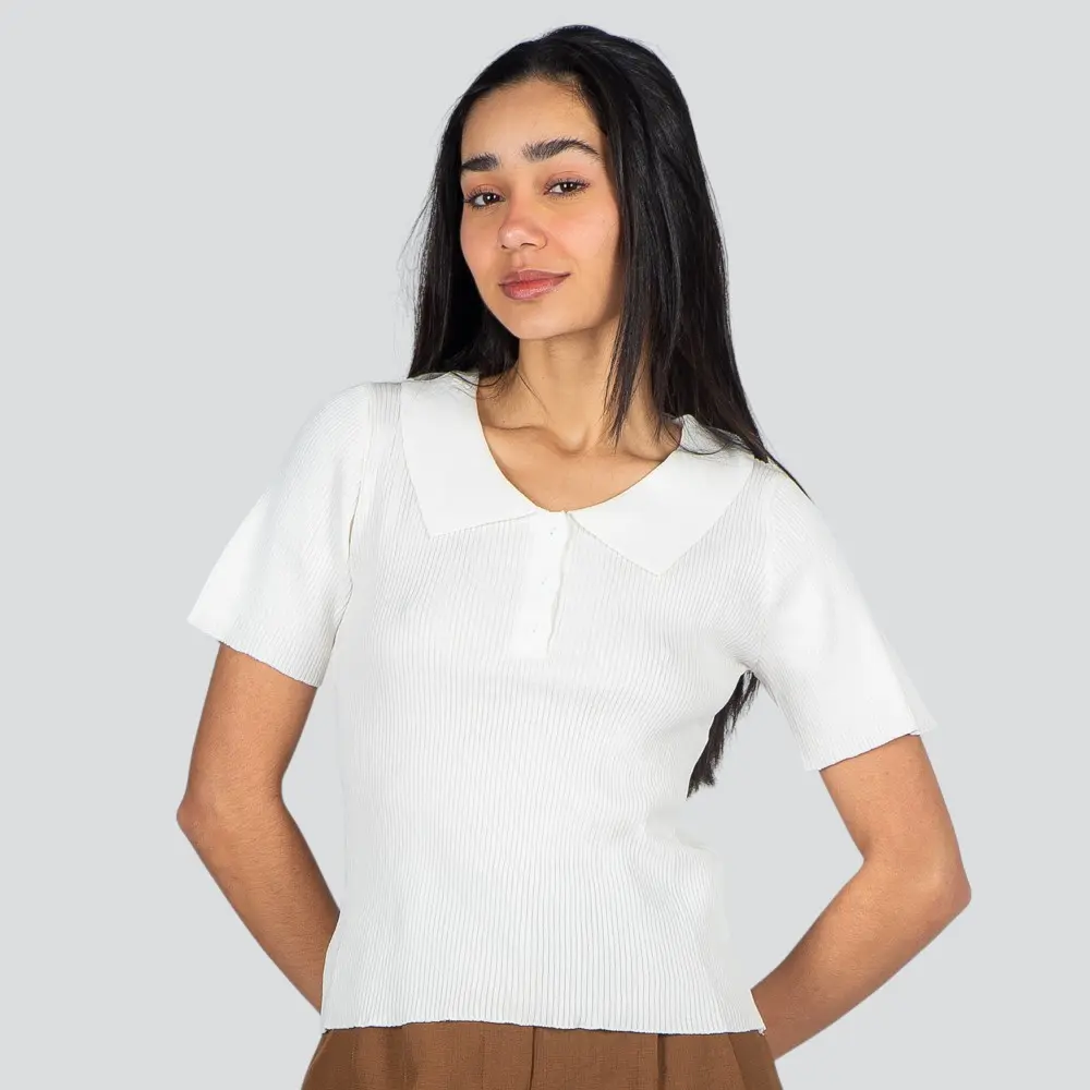 Polo Feminina Manga Curta Tricô Modal .YUX0066-2