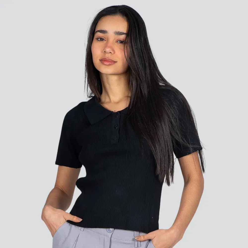 Polo Feminina Manga Curta Tricô Modal .YUX0066-2