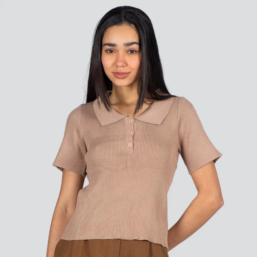 Polo Feminina Manga Curta Tricô Modal .YUX0066-2
