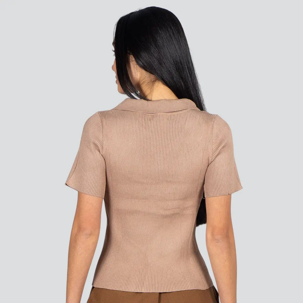 Polo Feminina Manga Curta Tricô Modal .YUX0066-2