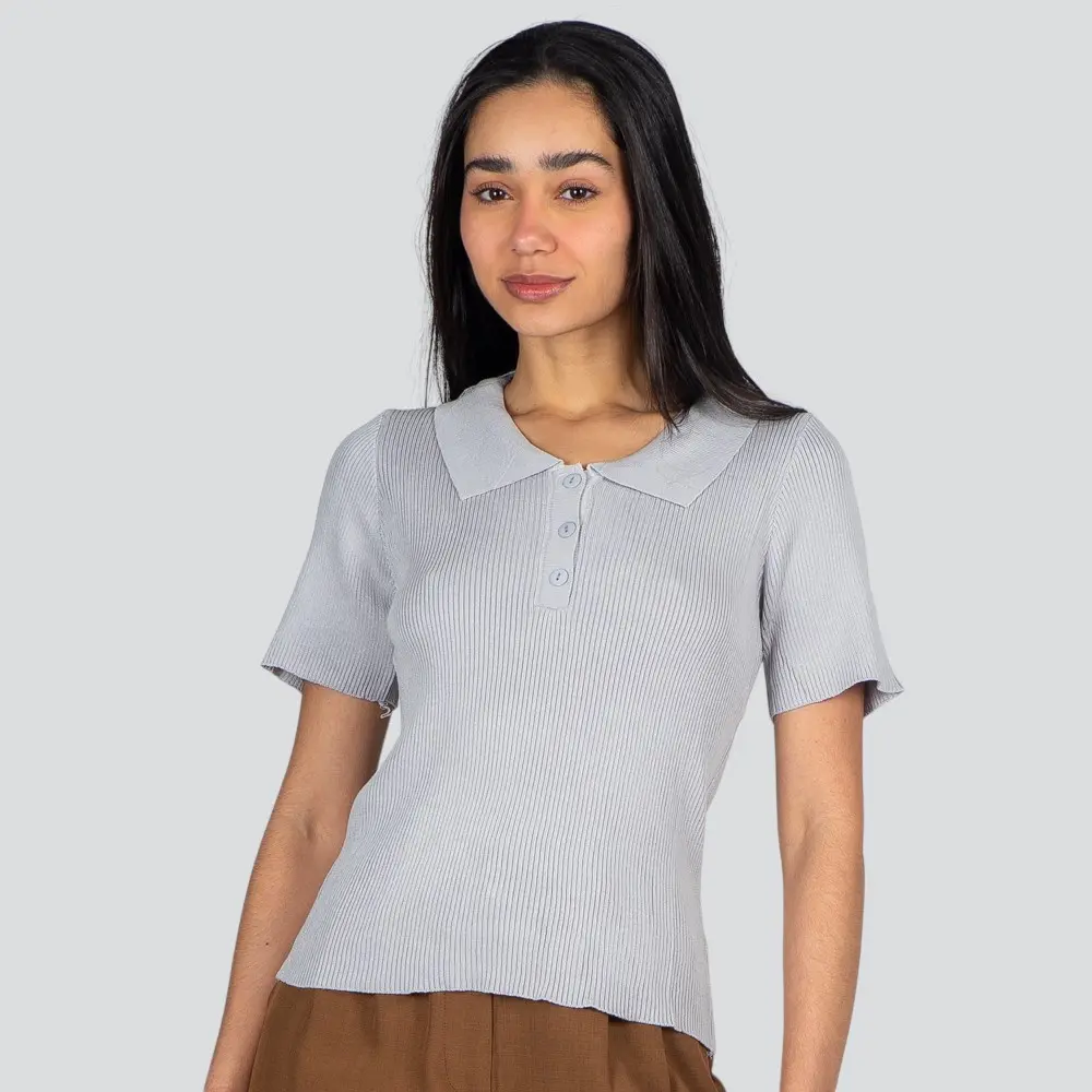 Polo Feminina Manga Curta Tricô Modal .YUX0066-2