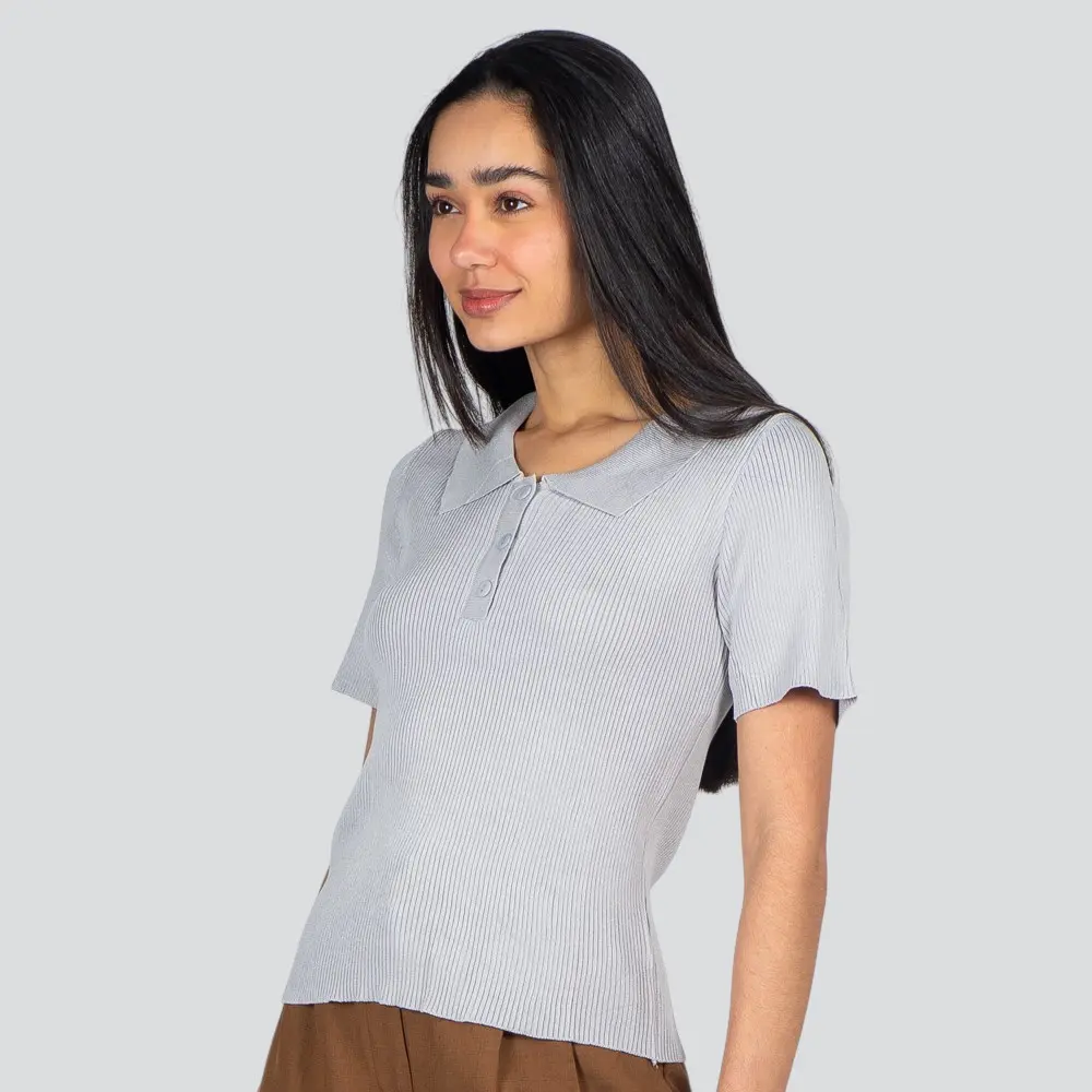 Polo Feminina Manga Curta Tricô Modal .YUX0066-2