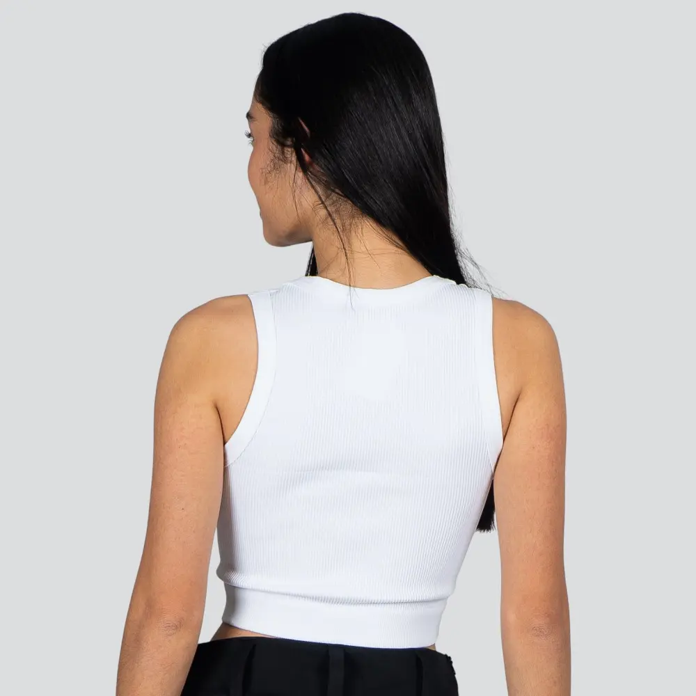 Regata Feminina Alça Média Canelada Poliamida Lisa .LA-081