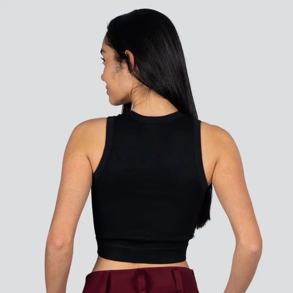 Regata Feminina Alça Média Canelada Poliamida Lisa .LA-081