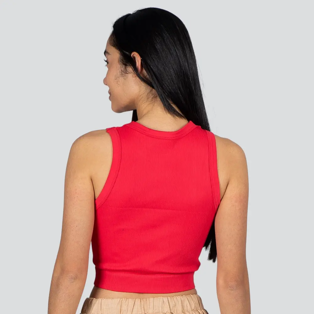 Regata Feminina Alça Média Canelada Poliamida Lisa .LA-081