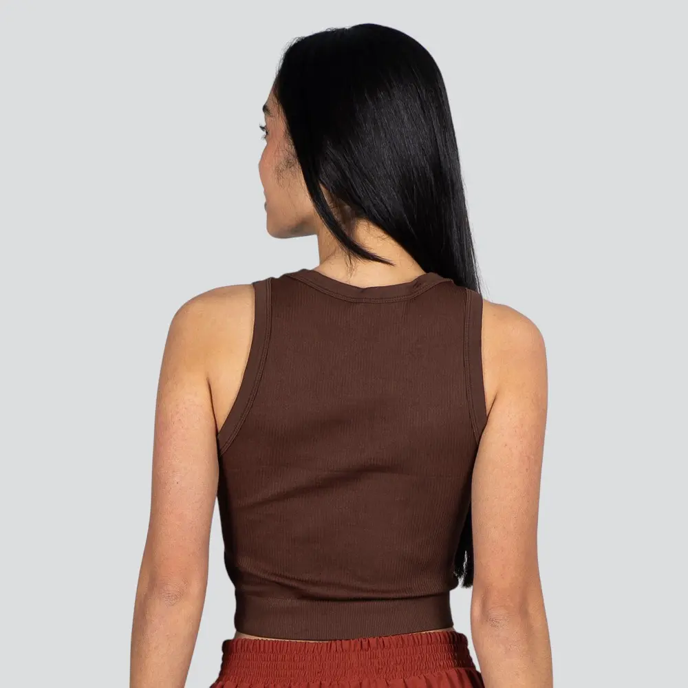 Regata Feminina Alça Média Canelada Poliamida Lisa .LA-081