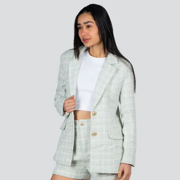 Blazer Feminino Tweed Texturizado .N-592B Verde
