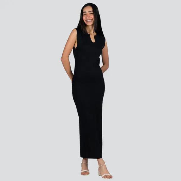 Vestido Feminino Longuete Tricô Modal .S1125 Preto